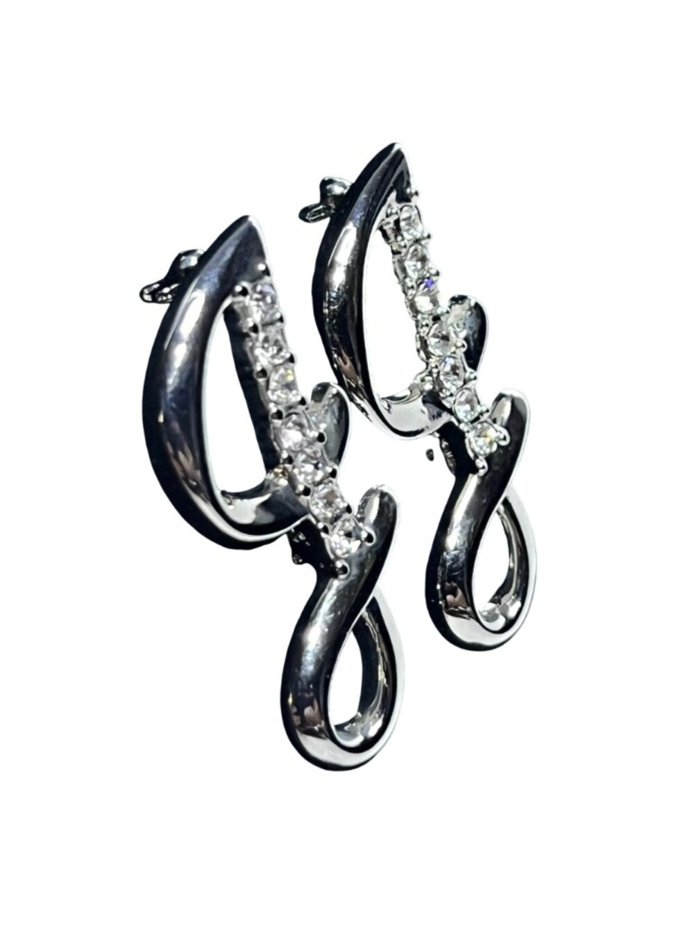 Two Silver Tone Initial J Brooches With Rhinestone Accents (6554) - Picture 2 of 4